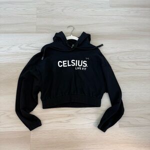CELSIUS Black Cropped Hoodie